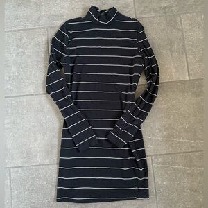 SHEIN Striped Black and White Mock Neck Mini Dress